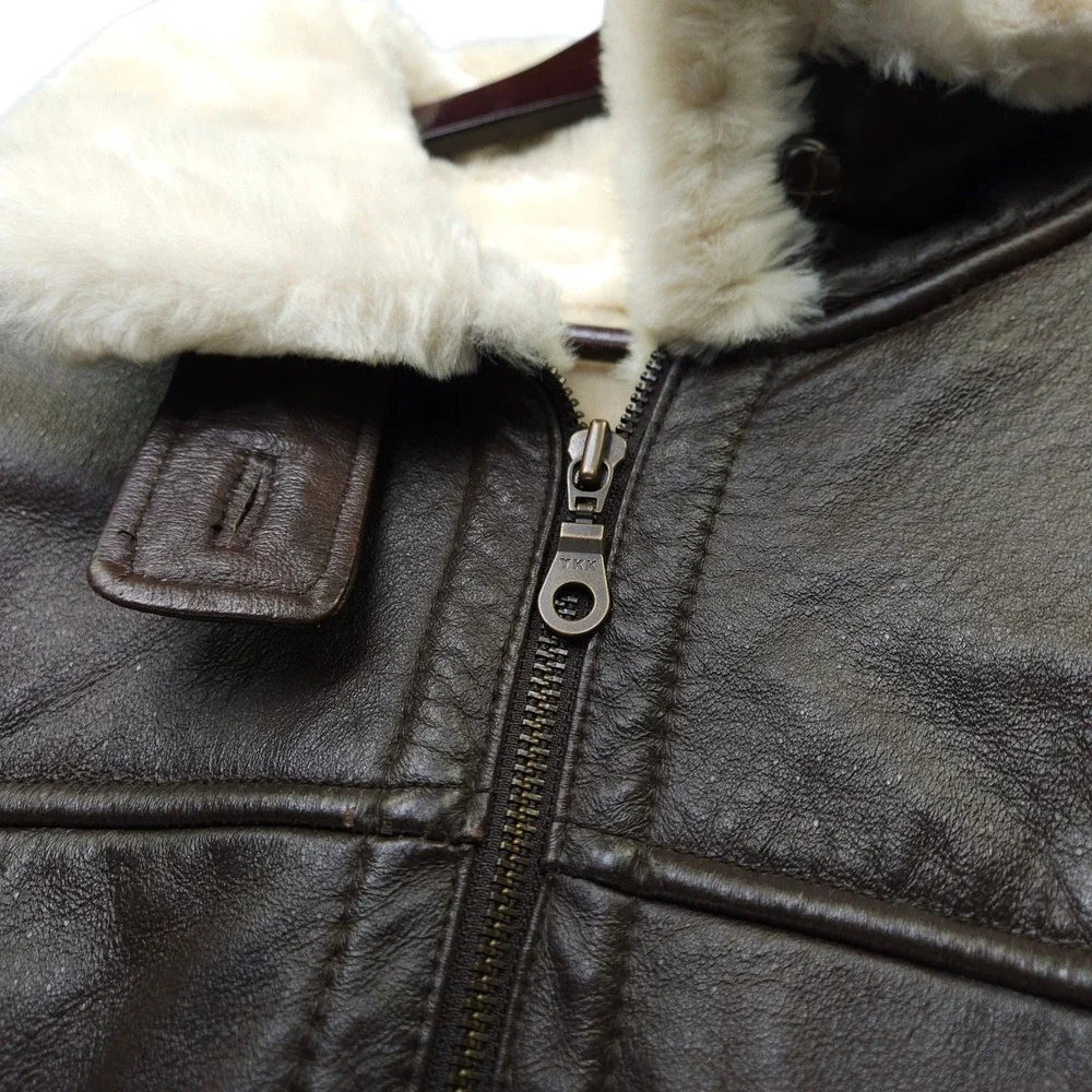 Wilsons Leather Men's B-3 Bomber Jacket Mens XL Brown Faux Fur Lined